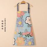 嘉柔美围裙工作服家用厨房防水防油防污纯棉夏季透气耐磨时尚男女通用款 纯棉【绿色花海】
