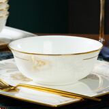 红牡丹 景德镇陶瓷餐具家用吃饭碗单个描金菜盘西餐碗盘中式碗碟DIY单品 一季花开描金6英寸面碗1个