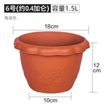 爱丽思（IRIS）花盆花瓶树脂复古浮雕波纹圆形多肉塑料阳台种植批发花盆 6号陶茶色(口径18cm)