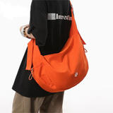 慕昂花儿与少年同款大饺子包休闲通勤斜挎包女工装风单肩包大容量背包 桔色 大号（升级尼龙布 男女同款 ）