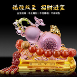紫杉堡汽车摆件福禄平安车内饰品中控台小车装饰品 蜜粉葫芦+貔貅红玛瑙