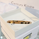 CENTURY& KINDLE轻奢高级感满天星情侣手镯刻字男女简约带钻钛钢玫瑰金色开口手镯 【玫瑰金色】窄版手镯小号