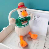 IGNATIUS加油鸭毛绒玩具网红沙雕复读鸭玩偶怼人小鸭子公仔布娃娃生日礼物 【绿色毛衣】白鸭 全长约34厘米