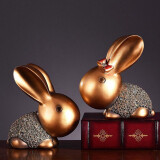 福美林（FUMEILIN）欧式客厅家居装饰品创意电视柜酒柜抽象工艺品摆件雕塑艺术品礼品 金色兔子一对