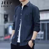 JEEP SPIRIT吉普衬衫男长袖春秋季外套男士商务休闲衬衣潮牌男装上衣服