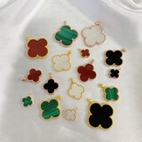 18K金四叶草吊坠彩金玫瑰金黄金项链锁骨套链送女友妈妈生日礼物 10mm红玛瑙 18K金玫瑰金色（单吊坠）