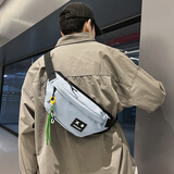 酷咖运动包男胸包腰包运动运动运动潮牌挎包休闲小背包学生手机包 蓝色【带笑脸绳挂件】