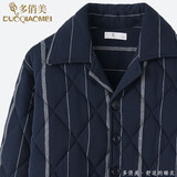 多俏美男士睡衣秋冬季纯棉加厚夹棉格子三层保暖2025年新款家居服套装爸 TQ16018|男套装 XL