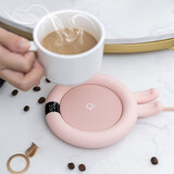 加热杯垫保温底座恒温杯垫恒温器底座家用水杯加热器办公室茶杯垫热牛奶神器茶具配件触控茶杯加热底座 小兔粉【三挡调温+温度数显+防水防滑】