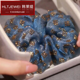 韩莱缇（HANLAITI）法式双层欧根纱大肠发圈女时尚百搭头绳简约皮筋发饰 蓝色金点烫钻发圈  A27-304