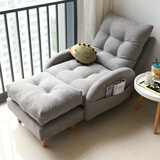 积木部落 懒人沙发实木阳台靠背椅子卧室休闲椅单人沙发客厅折叠躺椅 灰色沙发+脚踏