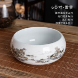 恒古（Heregur）杯洗水洗容器青花陶瓷笔洗鱼缸茶洗茶道茶具零配件茶碗茶海水盂茶杯盆器皿烟灰缸复古 雪景-6英寸