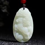 依思晨 和田玉水滴生肖属鼠牛虎兔龙蛇马羊猴鸡狗猪玉吊坠 男女士孩子儿童情侣款玉坠玉石玉挂坠玉佩 项链 水滴如意生肖马