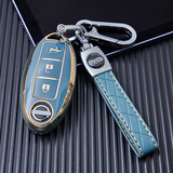 车凡 适用于日产轩逸钥匙套2022款新天籁钥匙扣14代尼桑逍客骐达奇骏楼兰劲客途达蓝鸟钥匙包 日产A/三键/金边款【奶奶灰】+新绳扣套装