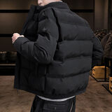 菲尼东爵（FNAADOOG）棉衣男秋冬季新款潮牌韩版立领加厚青少年棉服棉袄男百搭保暖衣服 黑色 XL