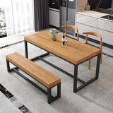 铁元帅餐桌椅组合现代简约小户型快餐厅客厅大板实木饭桌铁艺北欧餐桌 支持定制非产品价格