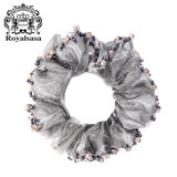 皇家莎莎发饰发圈串珠布艺头花韩国头饰手工花朵发绳盘发马尾头绳 灰色GA