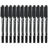 晨光文具美新小双头油性记号笔小头细头马克笔勾线笔儿童绘画学生用黑美术生专用描边彩色速干防水笔不掉色 黑色 12支/盒（XPMV7403）