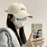目丸棒球帽女2026新款春夏季百搭显脸小大头围字母刺绣弯檐鸭舌帽男女 米色店长-HELLO款 均码 一般都能戴(54-59cm)