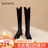 达芙妮（DAPHNE）靴子女长筒靴女2022秋冬新品经典骑士靴女加绒高筒靴女靴 黑色【加绒】 37