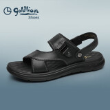 金利来（goldlion）男鞋都市休闲透气凉鞋两穿轻便皮鞋沙滩鞋59622032701A-黑色-38码