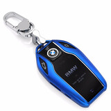 迪加伦 宝马钥匙套液晶屏新7系X35系530 7系730LI 6系车钥匙扣包男女十 魅力蓝(钥匙壳+宝马钥匙扣)  宝马液晶屏钥匙专用钥匙包