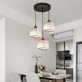 奈斯丽水晶餐厅灯轻奢吊灯现代简约2026年新款网红创意饭厅吧台餐厅吊灯 圆盘三头（方头）三色变光