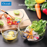 ocean鸥欣进口玻璃碗带盖微波炉碗沙拉碗饭碗泡面碗汤碗料理碗家用套装沙拉碗水果碗玻璃 图中大中小三件套 带盖