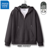 真维斯（Jeanswest）卫衣男女连帽2025春秋款日系拉链开衫外套宽松运动外套重磅连帽衫 深灰 L (推荐110斤-125斤左右)