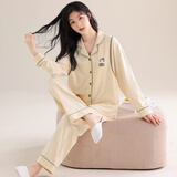 都市丽人睡衣女纯棉100%全棉秋冬季长裤长袖大码孕妇哺乳可外穿月子家居服