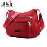 袋鼠斜挎包女包大容量帆布单肩防水尼龙牛津布中年妈妈包休闲背包布包 大号红色（现货秒发）