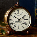 汉时（Hense）创意闹钟学生儿童床头钟桌面时钟闹表懒人起床神器石英钟表HA75 沙铜往日时光