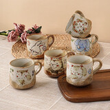 美浓烧（Mino Yaki） 日本进口濑户烧手绘咖啡杯 日式侘寂风粗陶马克杯 可爱猫咪杯子 柴犬