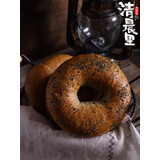 清晨里 黑芝麻贝果面包无油低g卡脂低无加添杂粮健身代餐轻食欧包 黑芝麻贝果 100g