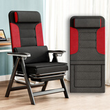 宝星办公室躺椅午休折叠家用休闲懒人电脑椅宿舍午睡靠背椅子 纯黑-经典款+保温垫(配腰垫）