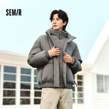 森马棉服男设计感假两件冬外套厚款保暖立领棉衣绣花107824112103