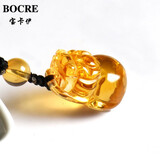 宝卡伊黄水晶貔貅吊坠男女情侣天然水晶吊坠本命年项链送女友 珍藏级7-8g绳链款