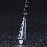 天然白水晶六芒星吊坠单尖双尖天使之泪灵摆男女项链吊坠礼物 单尖+挂绳