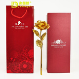弗朗德金玫瑰24k玫瑰花金箔金花生日创意送女生女友闺蜜老婆情人节礼物过年送礼 大号全开玫瑰 不含花瓶
