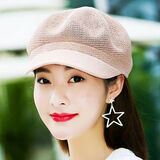 华琉衣新款夏天帽子女韩版百搭贝雷帽子出游遮阳防晒鸭舌帽子八角帽草帽 八角帽【粉色】 可调节