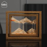 佰摆饰 流沙画摆件解压沙漏生日礼物办公室客厅桌面装饰品摆件工艺品 【可旋转】相框流沙画-咖啡