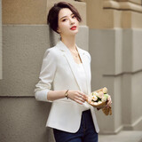 樱芭妮白色小西装外套女春秋2025新款网红小个子休闲修身小西服上衣夏季 8248白色长袖 L （99-108斤）