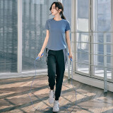 瑜味 瑜伽服女夏季网红韩版显瘦速干衣透气训练跑步健身房运动套装女 蓝色短袖+长裤 XL（建议118-130斤）