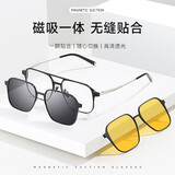 USEEME近视眼镜框变色防蓝光辐射散光高度丹阳眼镜防水韩国进口大明镜片 双梁纯钛框（含墨镜/夜视片） 变灰御蓝1.67高清镜片0-900度