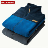 酷然（KORAMAN）户外摇粒绒抓绒衣男冬季加绒加厚保暖双面绒外套冲锋衣内胆上衣 蓝色 XL