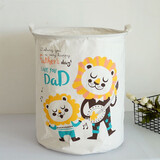 乐福然 脏衣篮玩具收纳桶可折叠棉麻布艺洗衣服收纳筐脏衣篓篮子防水 爱音乐的狮子