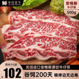 牛行天下 美国安格斯谷饲雪花牛仔骨 原切牛排带骨牛小排牛肉冷冻生鲜牛扒 【3-4片装/共500g】