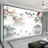 定制山水电视背景墙壁纸简约现代大气影视墙壁布装饰壁画客厅沙发 05款 【满分推荐】8D晶雕真丝布/平方