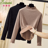 贝娜妮（Beinani）加肥加大码女装加绒加厚半高领打底衫女秋冬胖MM上衣胖妹妹针织衫 黑色 4XL建议175-200斤