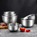 铂帝斯（BODEUX）食品级304不锈钢盆子套装加厚家用 厨房打蛋和面洗菜沥水篮漏汤盆 魔术调料盆20cm-3L